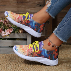 Women's Carp Print Walking Shoes Lightweight Low Top Sport Flat Shoes
