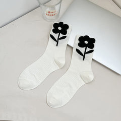Floral Print Socks Mid Tube Stockings