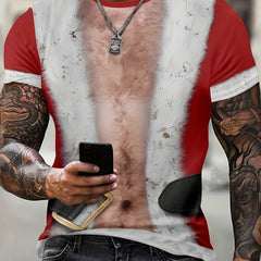 Christmas Funny Graphic Print T shirt Men's Casual Street Style Stretch
