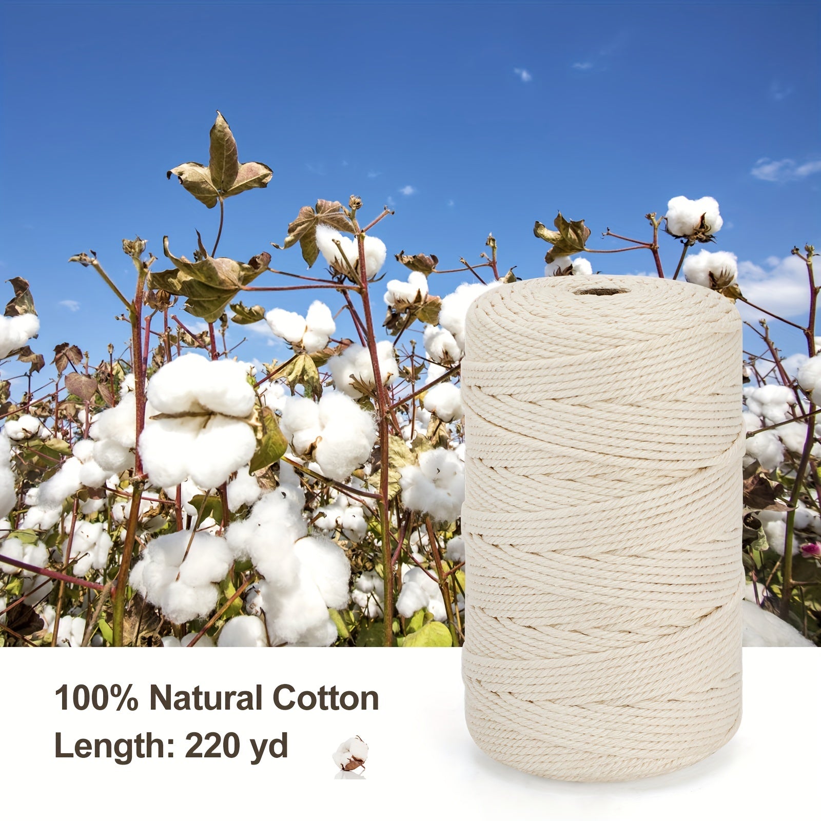 3mm X 220 Yards Cotton Macrame Rope for Crafts