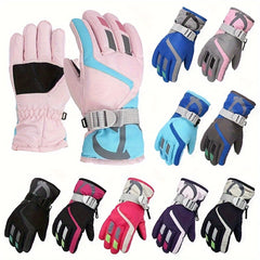 Winter Kids Ski Gloves Waterproof Warm Outdoor Riding Gloves