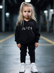 OERYUI Kids Music Print Hooded Pullover Pants Set For Sports