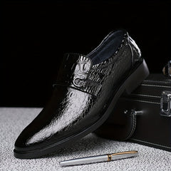 Men's Crocodile Pattern Slip On Formal Shoes Wear-resistant Non Slip