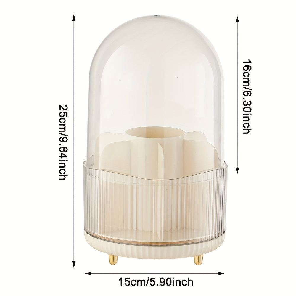 360 Rotating Makeup Organizer with Compartments for Brushes & Lipsticks