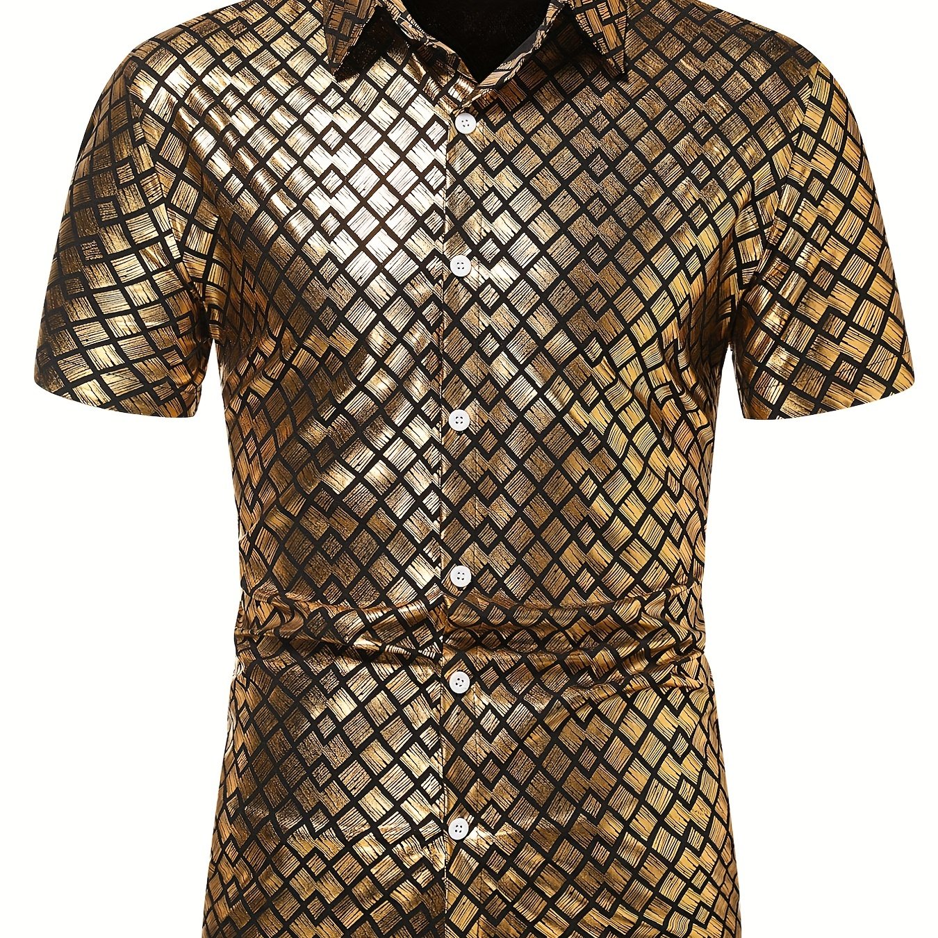 Geometric Print Men's Short Sleeve Shirt for Summer Vacation Resort