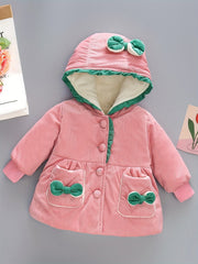 Girls Butterfly Print Padded Jacket Hooded Cotton Jacket
