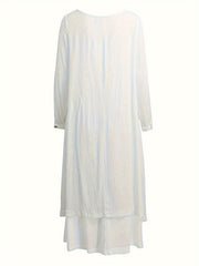 Solid Button Decor V Neck Maxi Dress
