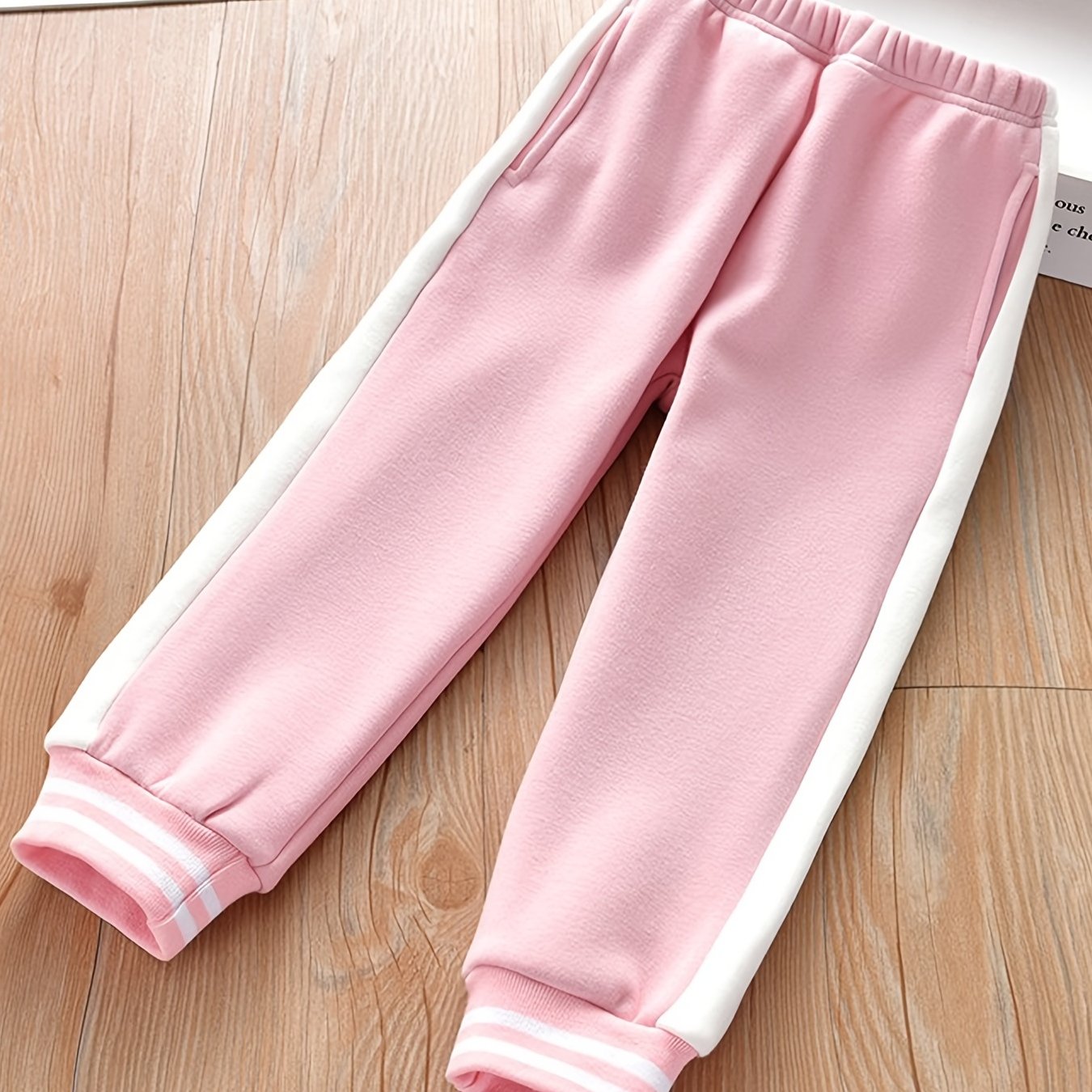Girls Striped Fleece Thermal Sweatpants for Outdoor Sports