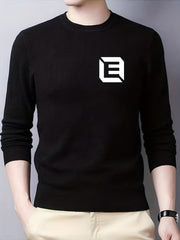 Men's Casual Knitted Sweater Mid Stretch Crew Neck Pullover