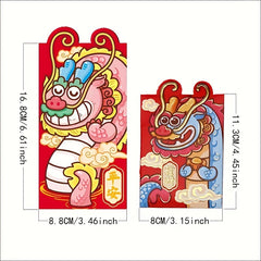 6pcs Cartoon 3D Dragon Year Red Envelopes Lucky Money Envelope