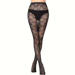 Bow Pattern Fishnet Tights Hollow Out High Waist Mesh Pantyhose