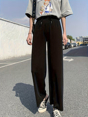 Wide Leg Drawstring Elastic Casual Pants Women's Athleisure
