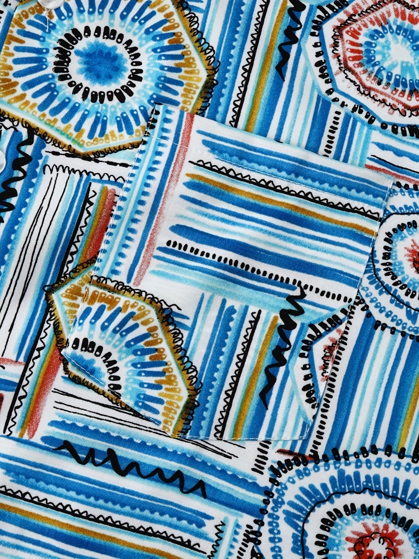 Geometric Print Men s Short Sleeve Hawaiian Shirt For Vacation