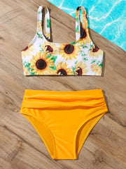 2pcs Sunflower Bikini Swimsuit Set for Girls