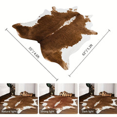 Large Faux Cowhide Rug 4.6x5.2ft Western Decor