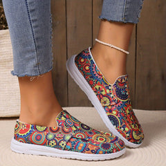 Floral & Skull Pattern Canvas Shoes Low Top Slip On Sneakers