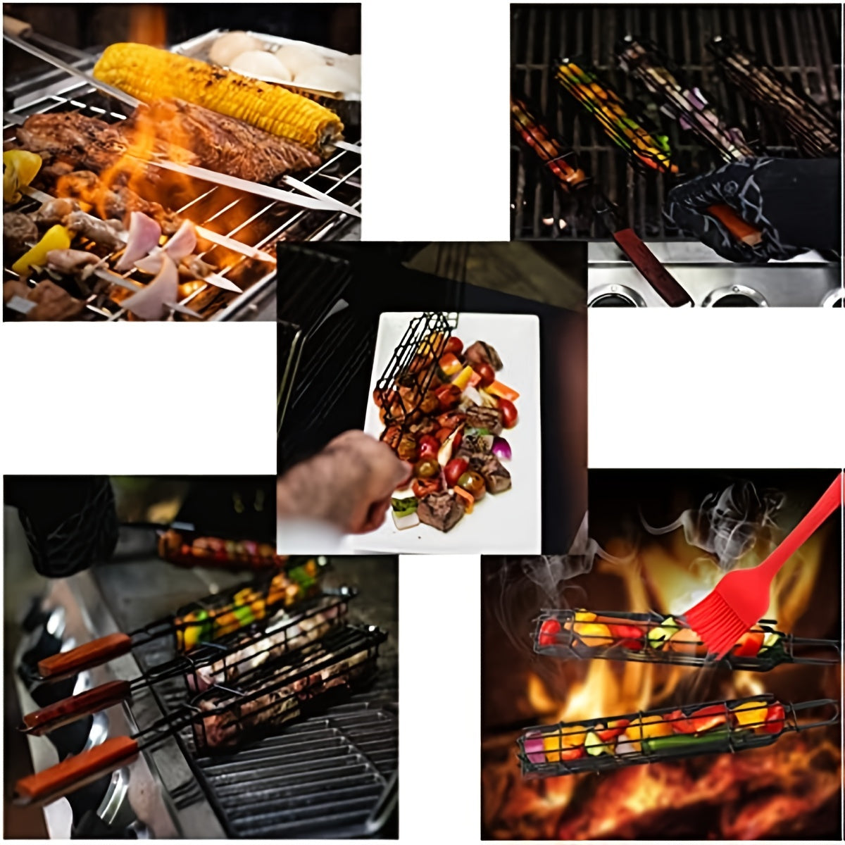 6-Piece Nonstick Kabob Grilling Basket Set