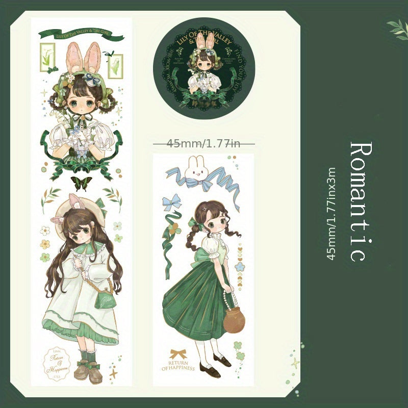 Girl Sticker Set Washi Paper Tape for DIY Crafts Scrapbooking