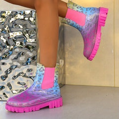 Pink Gradient Medium Tube Rain Boots