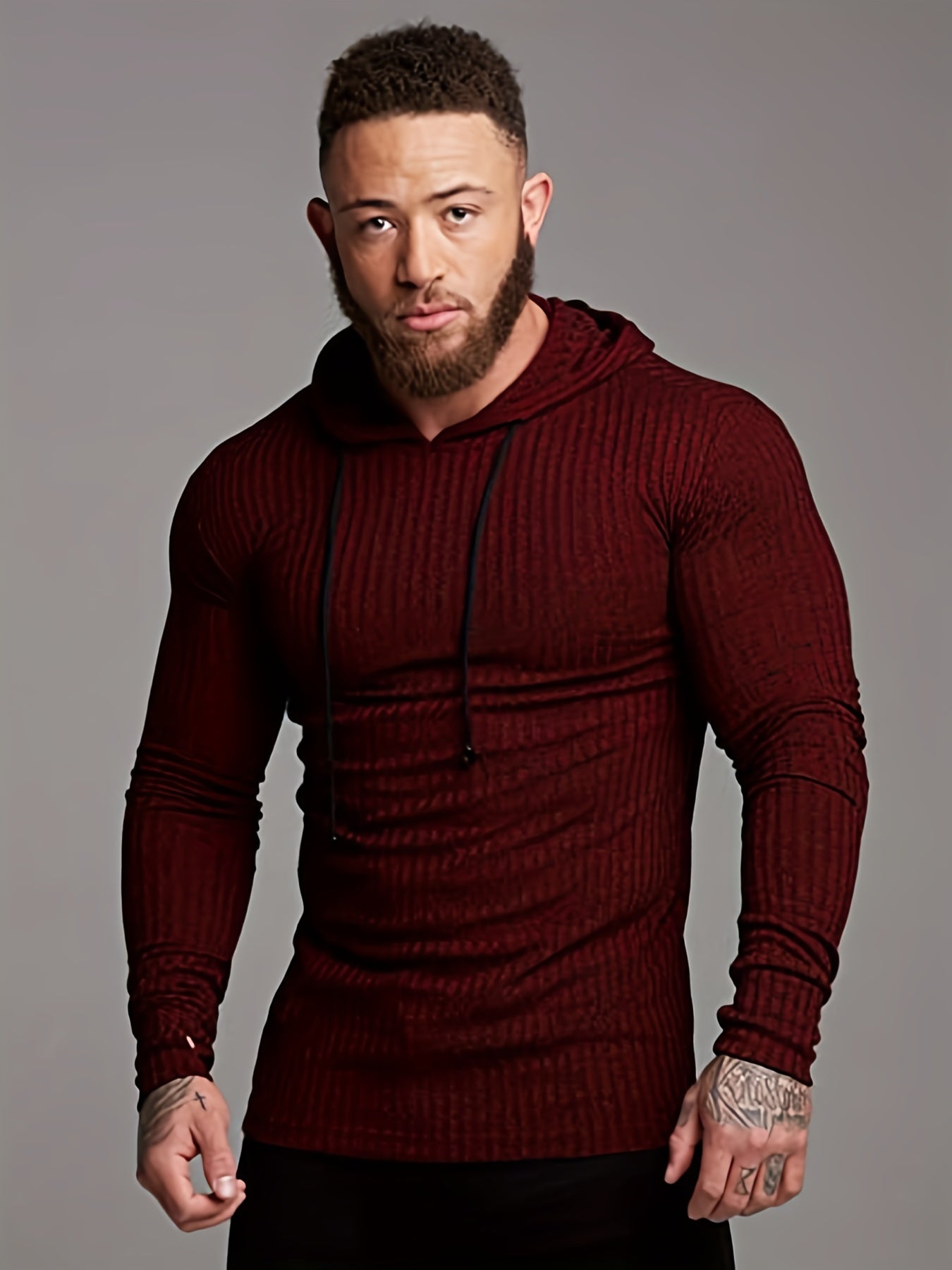 Men's Casual Lightweight Knitted Hooded Sweatshirt