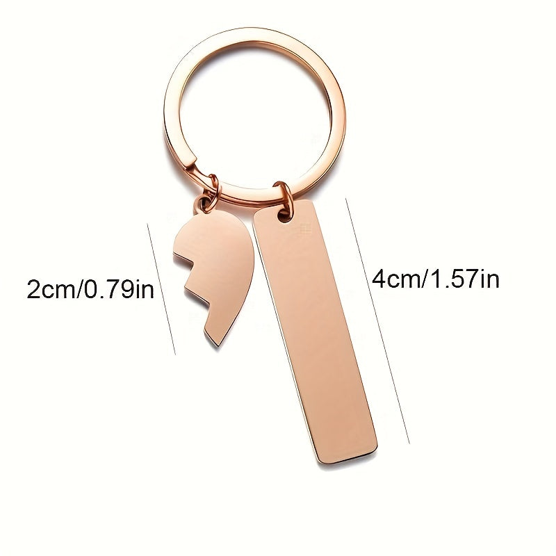Custom Stainless Steel Name Men's Keychain Love Puzzle Key DIY