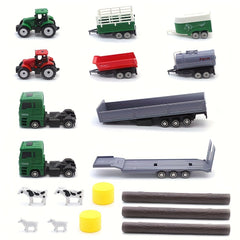 DIY Farm Toy Set 19pcs Plastic Animal Statue And Farmer Car Toy Set
