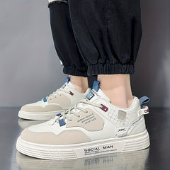 Men's Block Lace Up Skate Shoes Lightweight Comfy Non slip Sneakers