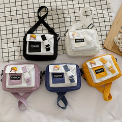 Letter Patch Bag Small Square Shoulder Bag With Pin