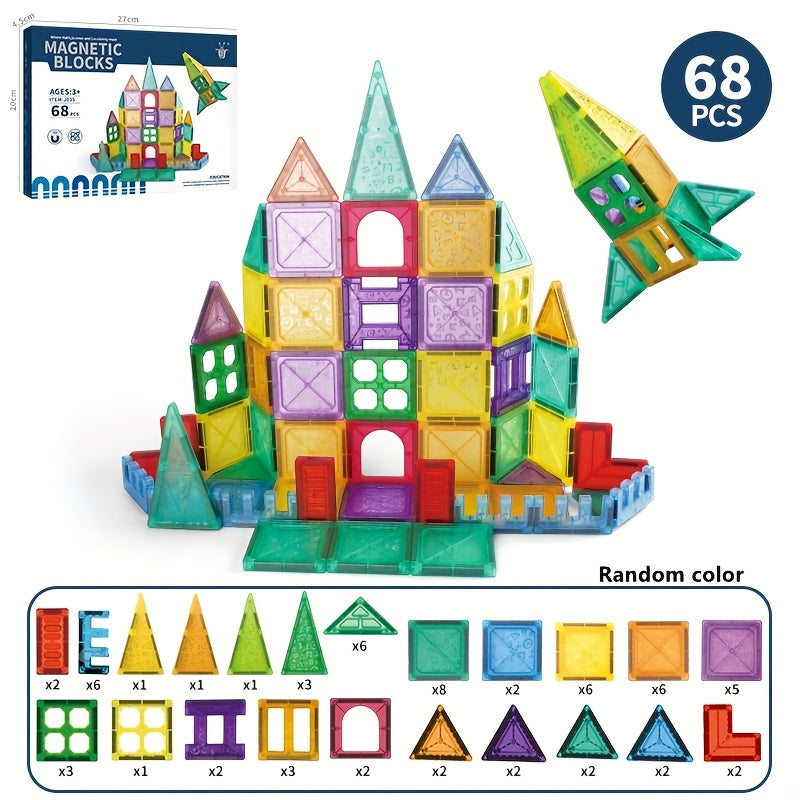Travel Magnetic Blocks Educational DIY Building Toy for Kids Aged 3-8