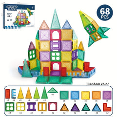 Travel Magnetic Blocks Educational DIY Building Toy for Kids Aged 3-8