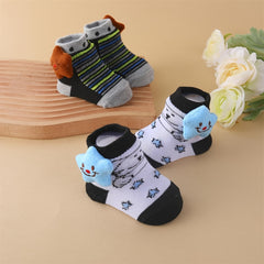 3 Pairs Baby Boys Cartoon Animal Floor Socks