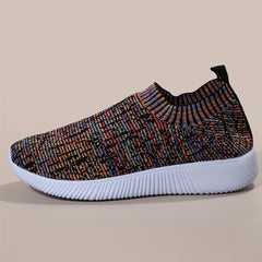 Women's Colorblock Mesh Sneaker Slip On Low Round Toe Sock Breathable Shoes