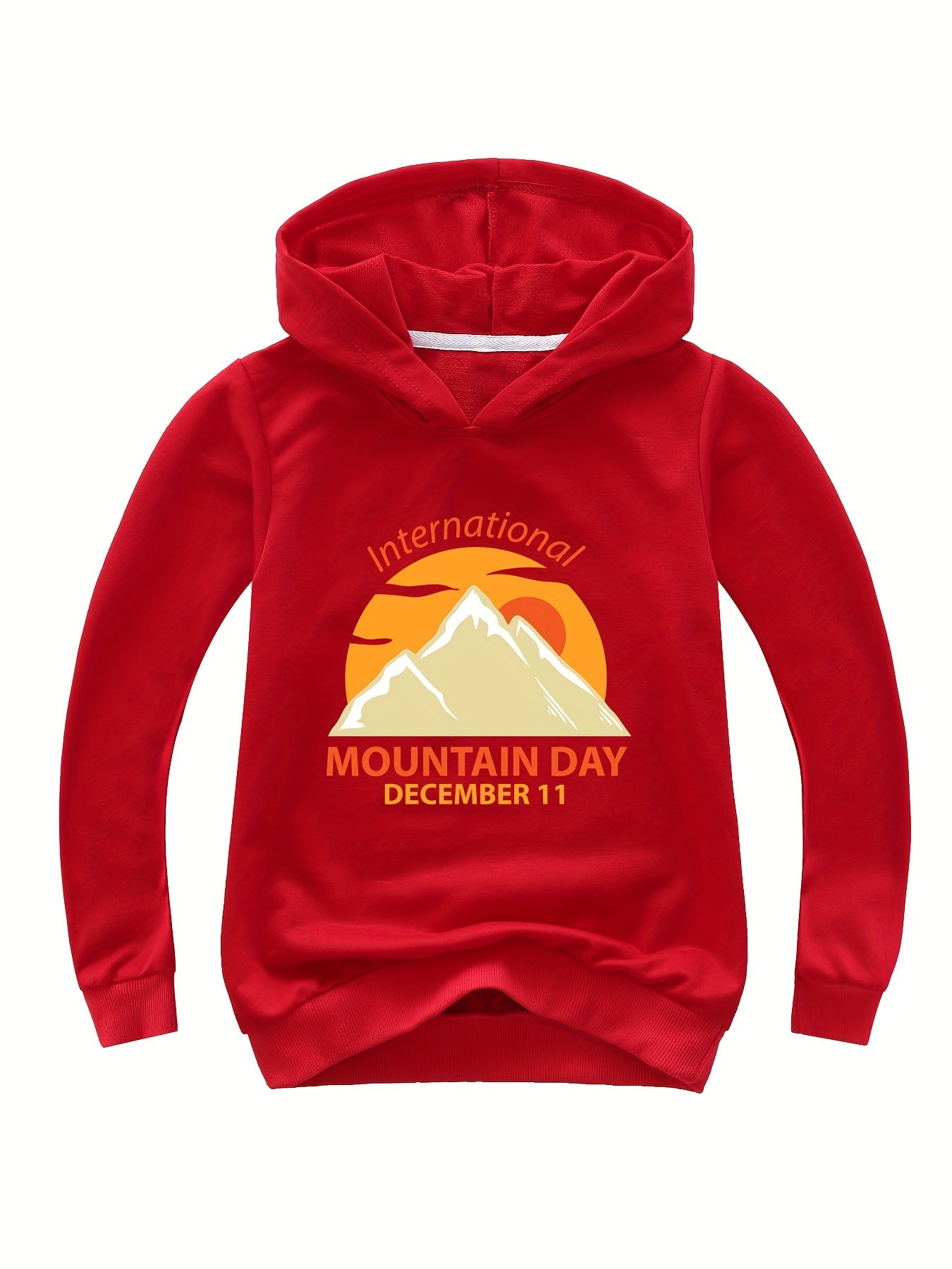 Cotton INTERNATIONAL MOUNTAIN Print Hoodies Girls Comfy Hooded Sweatshirt