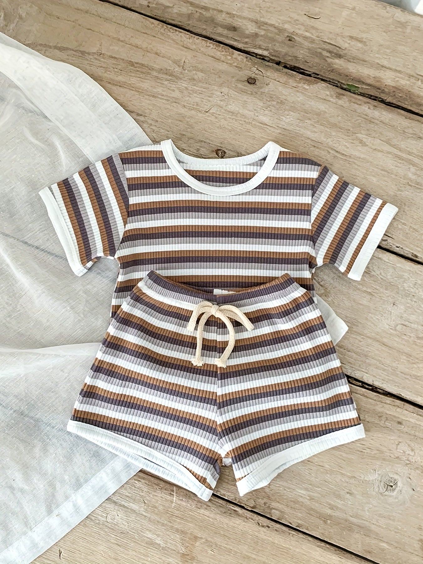2pcs Baby Boys Striped T shirt & Shorts Summer Clothes Sets