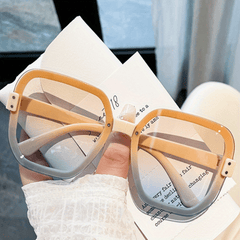 Ombre Lens Sunglasses Large Casual Rivet Decor Glasses UV400