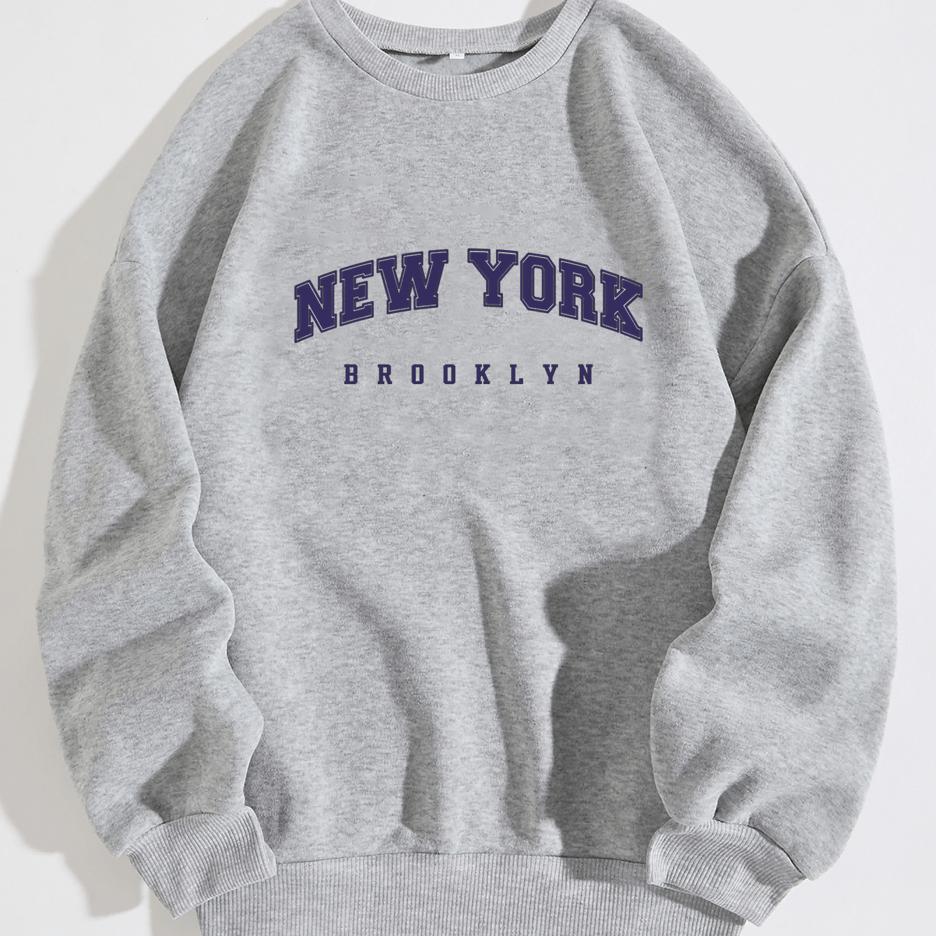 Letter Print Crew Neck Long Sleeve Sweatshirt Fall Pullover