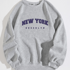 Letter Print Crew Neck Long Sleeve Sweatshirt Fall Pullover