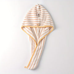 Striped Hair Drying Cap Coral Fleece Thickened Hair Towel Women's Quick-Drying