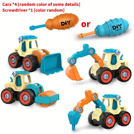 4pcs DIY Nut Assembly Puzzle Disassembly Car Toy Set