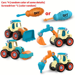 4pcs DIY Nut Assembly Puzzle Disassembly Car Toy Set