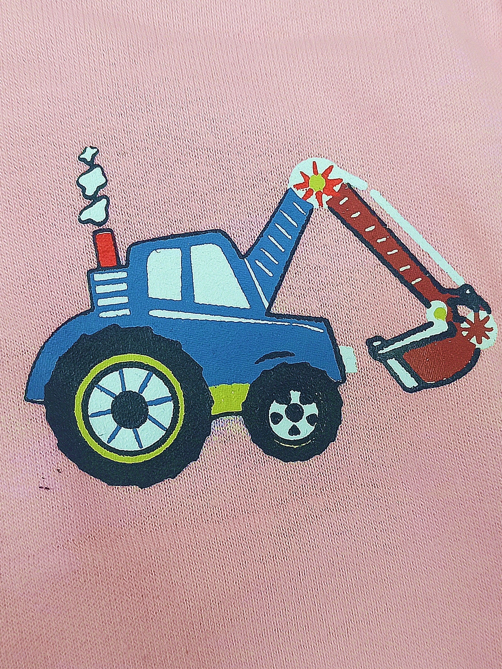 Girls Excavator Printed Capris Pants Elastic Waist Soft Cotton Casual