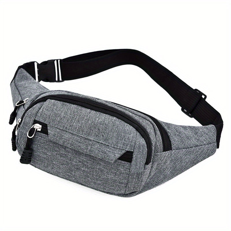 Waterproof Sports Waist Bag with 3 Zipper Pockets