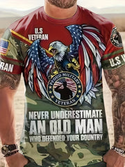 Patriotic US Veteran T Shirt 3D Print Tee for Men