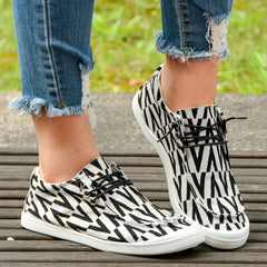V Pattern Flat Shoes Women's Shallow Mouth Casual Shoes