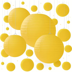 25 Yellow Paper Lantern Set for Party Decorations