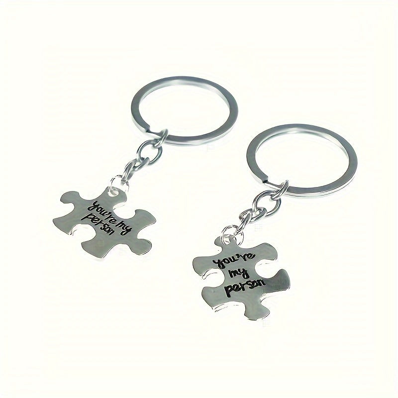 Metal Puzzle Key Ring Funny Alloy Keychain Gift For Couples