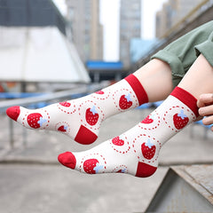 5 Pairs Women's Novelty Cartoon Pattern Crew Socks Multicolor Casual Breathable