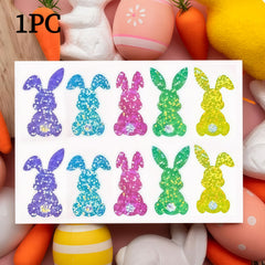 Glitter Easter Bunny Stickers 5 Colors Self Adhesive Journals Party Decor