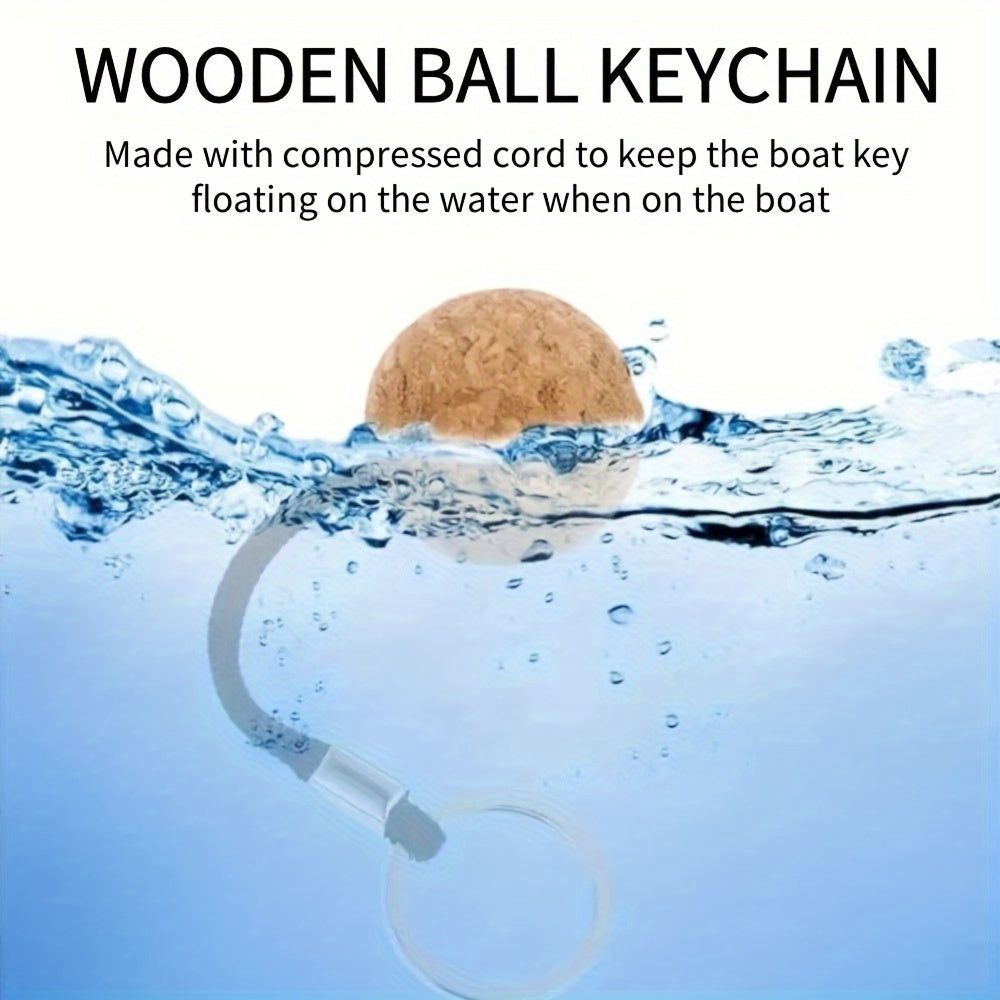 2pcs Floating Cork Ball Keyring Keychain Outdoor Water Sports Accessory