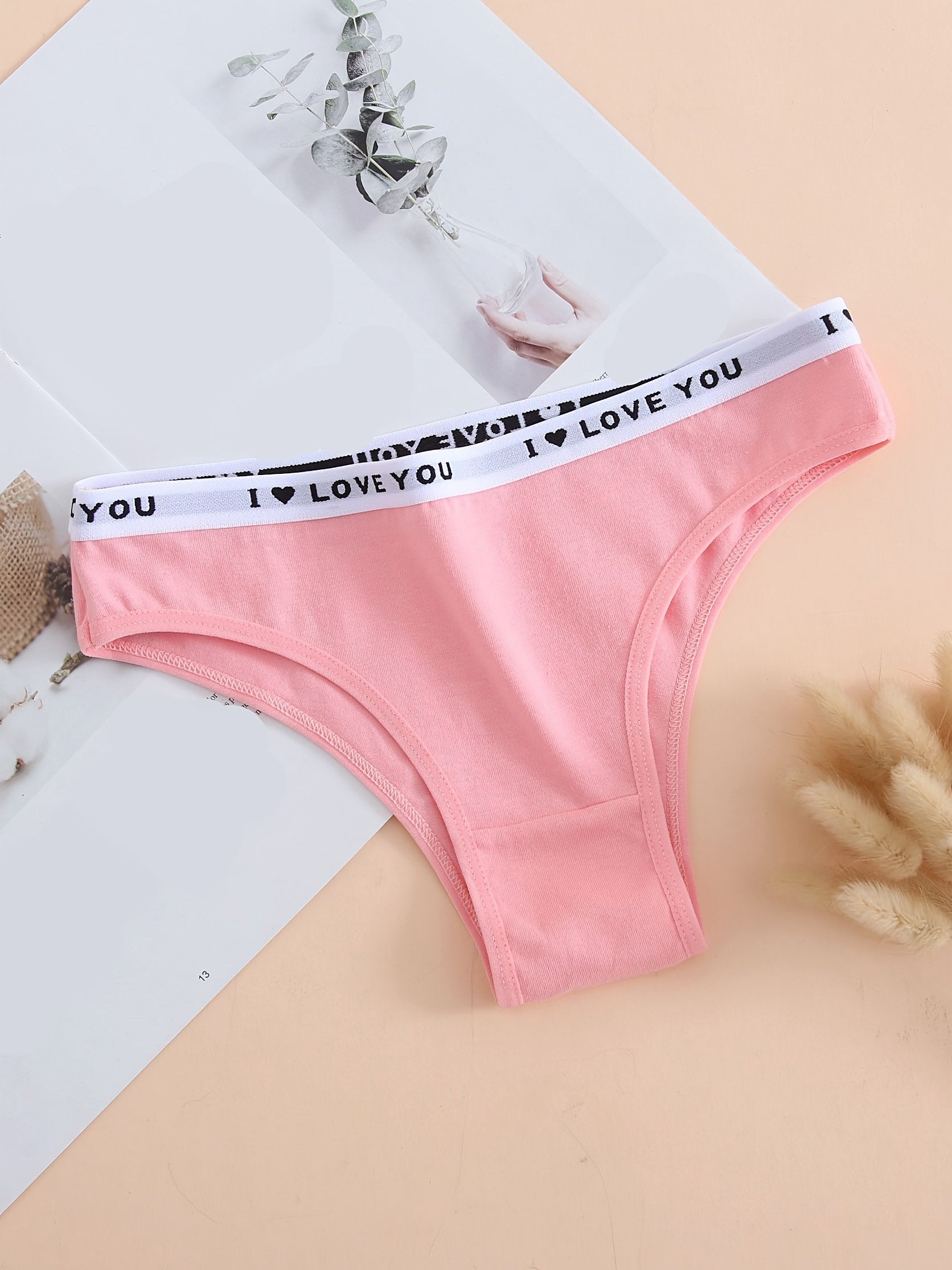 6pcs Letter Tape Thongs Women's Underwear Pack